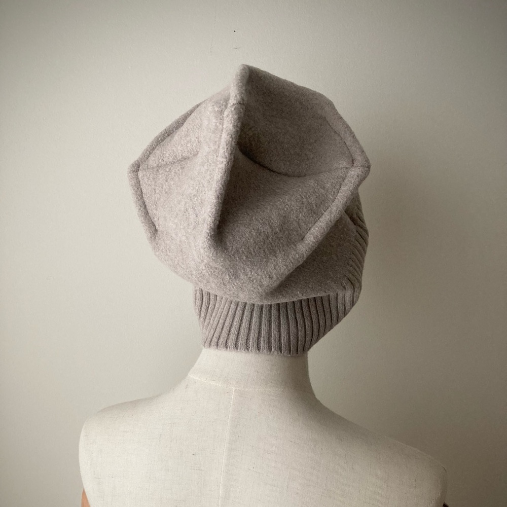joodito origami crown 100% merino wool sweater hat beanie cap beige camel tan - Picture 4 of 10